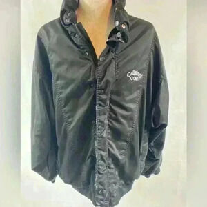 Callaway Golf Black Full Zip & Button plaid trim Jacket Large